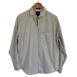 Faconnable Womens French‎ Designer Button Up Shirt Size Large Light Tan